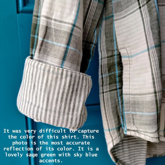 NEW $79 SANCTUARY Button-Up Shirt Green Plaid Med - Picture 4 of 13